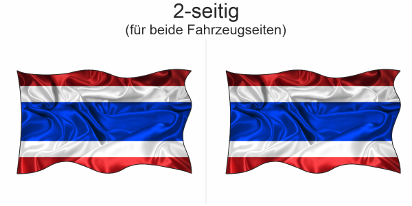 Preview: Autoaufkleber Fahne von Thailand | Set für beide Fahrzeugseiten Preview: Autoaufkleber Fahne von Thailand | Set für beide Fahrzeugseiten