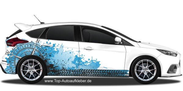 Preview: Autoaufkleber Farbkleckskompass | Set für beide Fahrzeugseiten