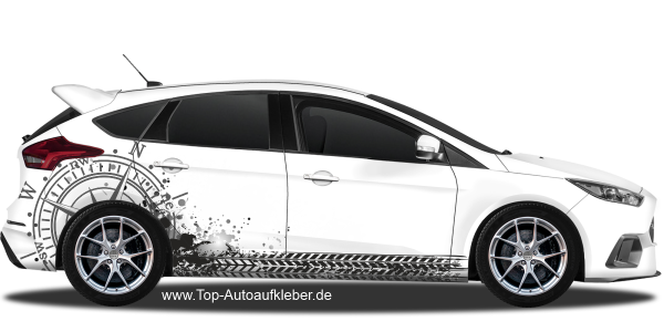 Preview: Autoaufkleber Farbkleckskompass | Set für beide Fahrzeugseiten