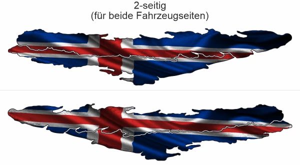 Autoaufkleber Flagge Island - Ansicht zweiseitig für beide Fahrzeugseiten