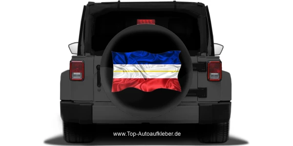 Autoaufkleber Flagge Mecklenburg-Vorpommerns auf Reserveradabdeckung