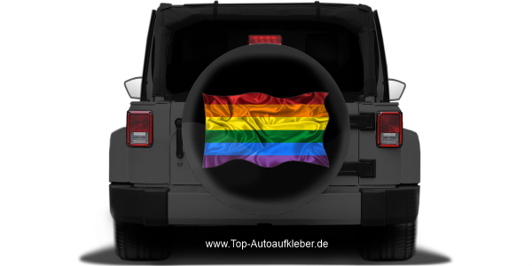 Preview: Autoaufkleber Flagge vom Regenbogenland auf Reserveradabdeckung