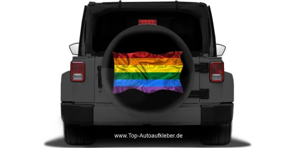 Autoaufkleber Flagge vom Regenbogenland auf Reserveradabdeckung