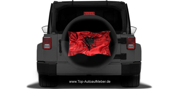 Preview: Autoaufkleber Flagge von Albanien auf Reserveradabdeckung