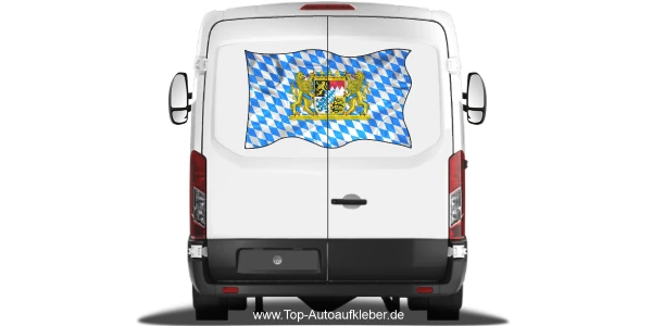 Autoaufkleber Flagge von Bayern auf Heck von Wohnmobil oder Caravan