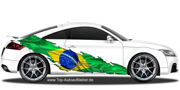 Autoaufkleber Flagge von Brasilien auf Fahrzeugseite von PKW
