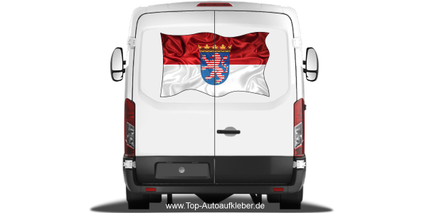 Autoaufkleber Flagge von Hessen auf Heck von Wohnmobil oder Caravan