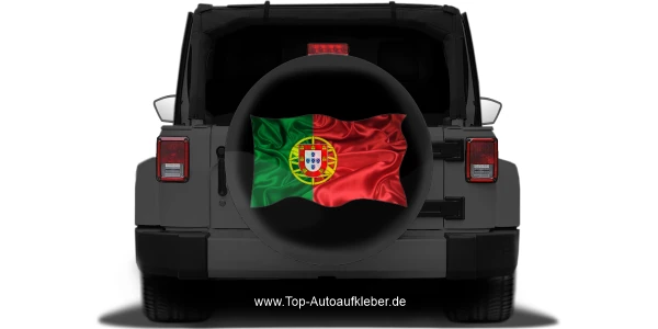 Autoaufkleber Flagge von Portugal auf Reserveradabdeckung