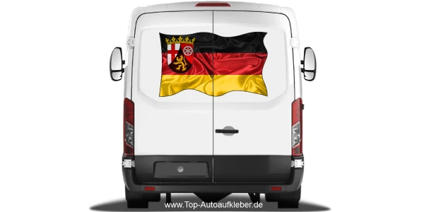 Autoaufkleber Flagge von Rheinland-Pfalz auf Heck von Wohnmobil oder Caravan