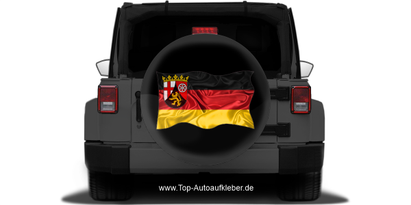 Preview: Autoaufkleber Flagge von Rheinland-Pfalz Preview: Autoaufkleber Flagge von Rheinland-Pfalz auf Reserveradabdeckung