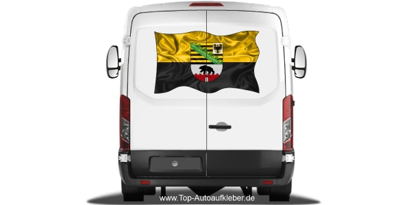 Autoaufkleber Flagge von Sachsen-Anhalt auf Heck von Wohnmobil oder Caravan