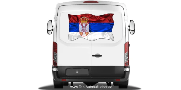 Autoaufkleber Flagge von Serbien auf Heck von Wohnmobil oder Caravan