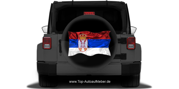 Preview: Autoaufkleber Flagge von Serbien Preview: auf Reserveradabdeckung