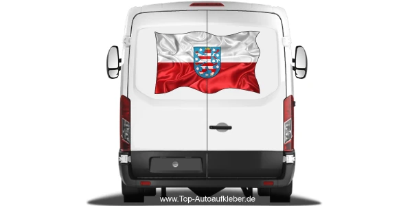 Autoaufkleber Flagge von Thüringen auf Heck von Wohnmobil oder Caravan