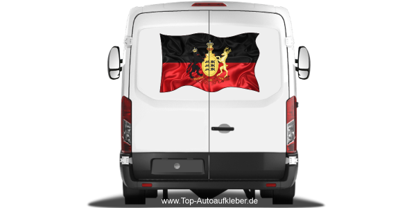 Die Flagge Württembergs auf Heck von Wohnmobil oder Caravan