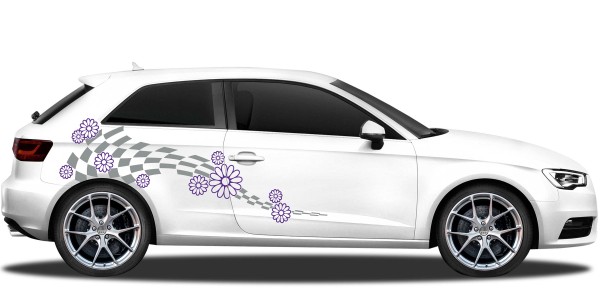 Preview: Autoaufkleber Flower Flag | Set für beide Fahrzeugseiten