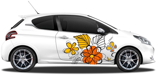 Preview: Autoaufkleber Frühlingsblumen | Set für beide Fahrzeugseiten