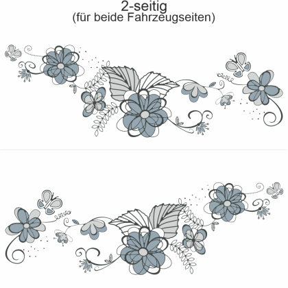 Preview: Autoaufkleber Großes Blumenornament | Set für beide Fahrzeugseiten