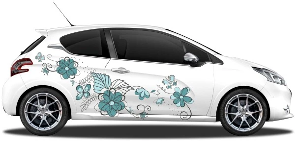 Autoaufkleber Großes Blumenornament | Set für beide Fahrzeugseiten