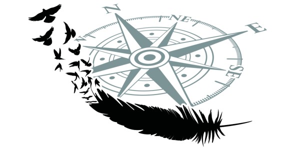 Preview: Heckscheibenaufkleber Kompass mit Feder