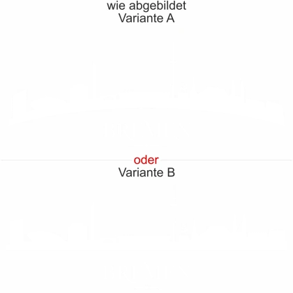 Silhouette von Bremen als Autosticker für die Heckscheibe - Ansicht Ausrichtung mit Farbauswahl und Variante