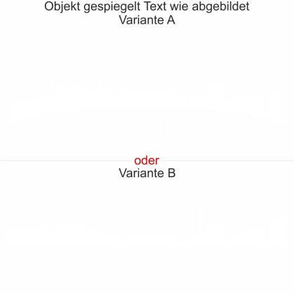 Preview: Silhouette von Bremen als Autosticker für die Heckscheibe - Ansicht Ausrichtung mit Farbauswahl und Variante
