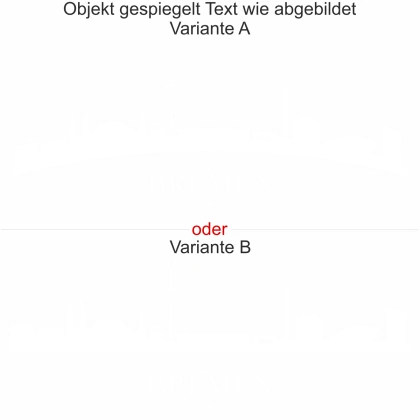 Silhouette von Bremen als Autosticker für die Heckscheibe - Ansicht Ausrichtung mit Farbauswahl und Variante
