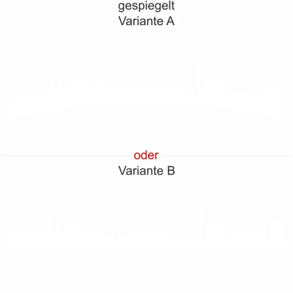 Silhouette von Bremen als Autosticker für die Heckscheibe - Ansicht Ausrichtung mit Farbauswahl und Variante