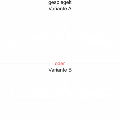 Heckscheibensticker mit Silhouette von Dresden - Ansicht Ausrichtung mit Farbauswahl und Variante