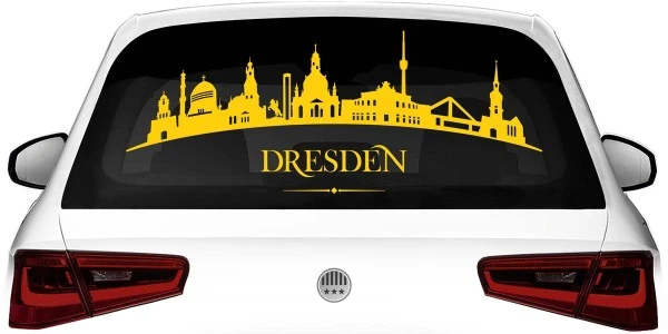 Heckscheibensticker mit Silhouette von Dresden