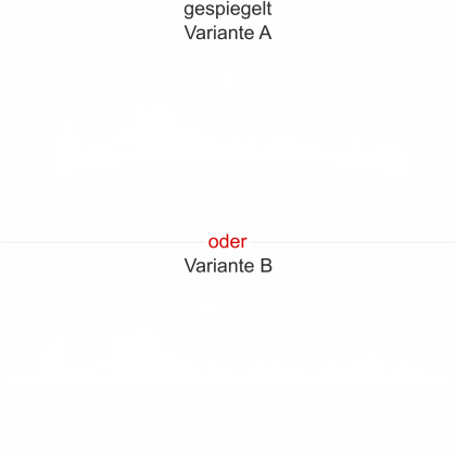 Preview: Düsseldorfer Skyline als Aufkleber für die Heckscheibe - Ansicht Ausrichtung mit Farbauswahl und Variante