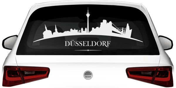 Düsseldorfer Skyline als Aufkleber für die Heckscheibe