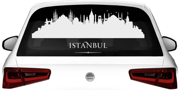 Istanbuler Skyline als Aufkleber für die Heckscheibe