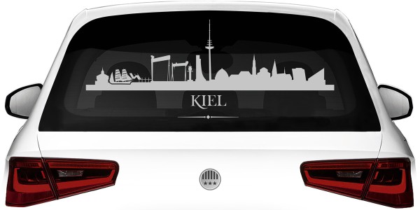 Kieler Skyline als Aufkleber für die Heckscheibe