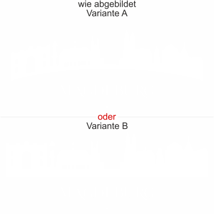 Preview: Magdeburger Skyline als Aufkleber für die Heckscheibe - Ansicht Ausrichtung mit Farbauswahl und Variante