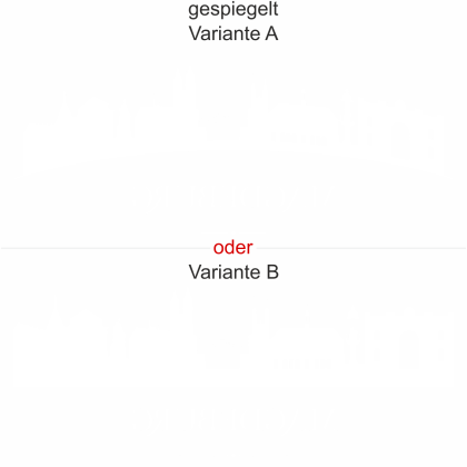 Preview: Magdeburger Skyline als Aufkleber für die Heckscheibe - Ansicht Ausrichtung mit Farbauswahl und Variante