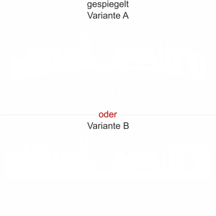 Magdeburger Skyline als Aufkleber für die Heckscheibe - Ansicht Ausrichtung mit Farbauswahl und Variante