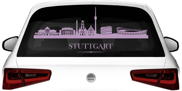 Stuttgarter Skyline als Aufkleber für die Heckscheibe