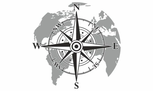 Heckscheibenaufkleber Weltkarte mit Windrose