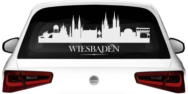 Heckscheibensticker mit Silhouette von Wiesbaden
