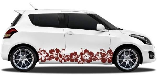 Autoaufkleber Hibiskus Blumen | Set für beide Fahrzeugseiten