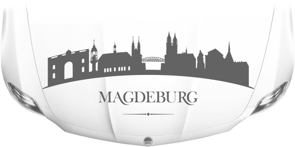 Magdeburger Skyline als Aufkleber für die Motorhaube
