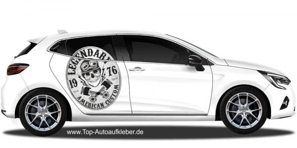 Autoaufkleber Totenkopf mit Logo Legendary American Customs