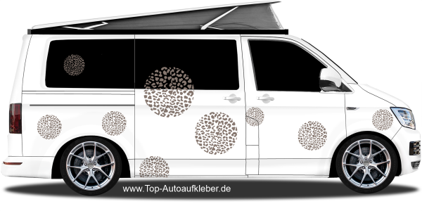 Preview: Autoaufkleber Leopardenmuster Kreise | Frei platzierbares Set