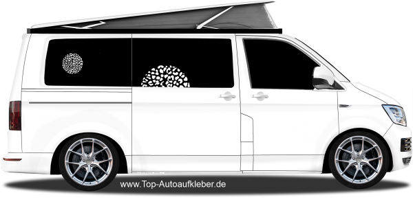 Preview: Autoaufkleber Leopardenmuster Kreise auf hellem Camper - Ansicht Farbauswahl