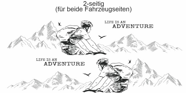 Autoaufkleber Life is an adventure Mountainbike | Set für beide Fahrzeugseiten