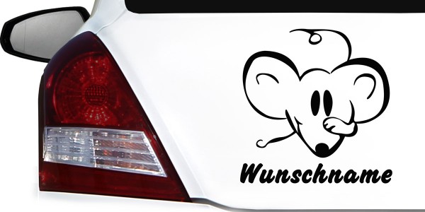 Preview: Autoaufkleber Maus mit Wunschnamen Preview: Autoaufkleber Maus mit Wunschnamen