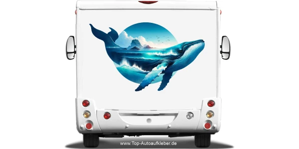 Autoaufkleber Meerdesign Wal auf hellem Heck