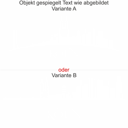 Skyline von Köln als Aufkleber für die Motorhaube - Ansicht Ausrichtung mit Farbauswahl und Variante