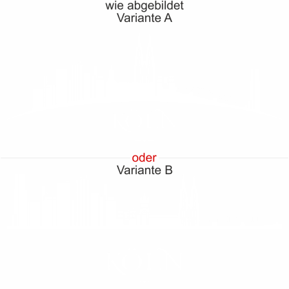 Skyline von Köln als Aufkleber für die Motorhaube - Ansicht Ausrichtung mit Farbauswahl und Variante